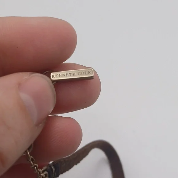 Kenneth Cole Gold tone and Citrine Choker with Leather Strap - Picture 6 of 10